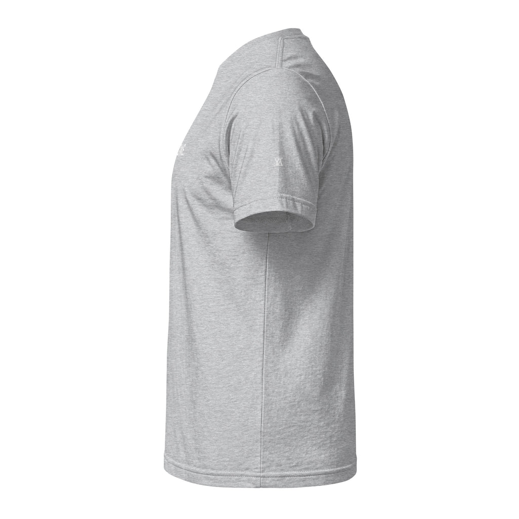 BECOME. Fine Jersey Tee in Heather Grey, side view