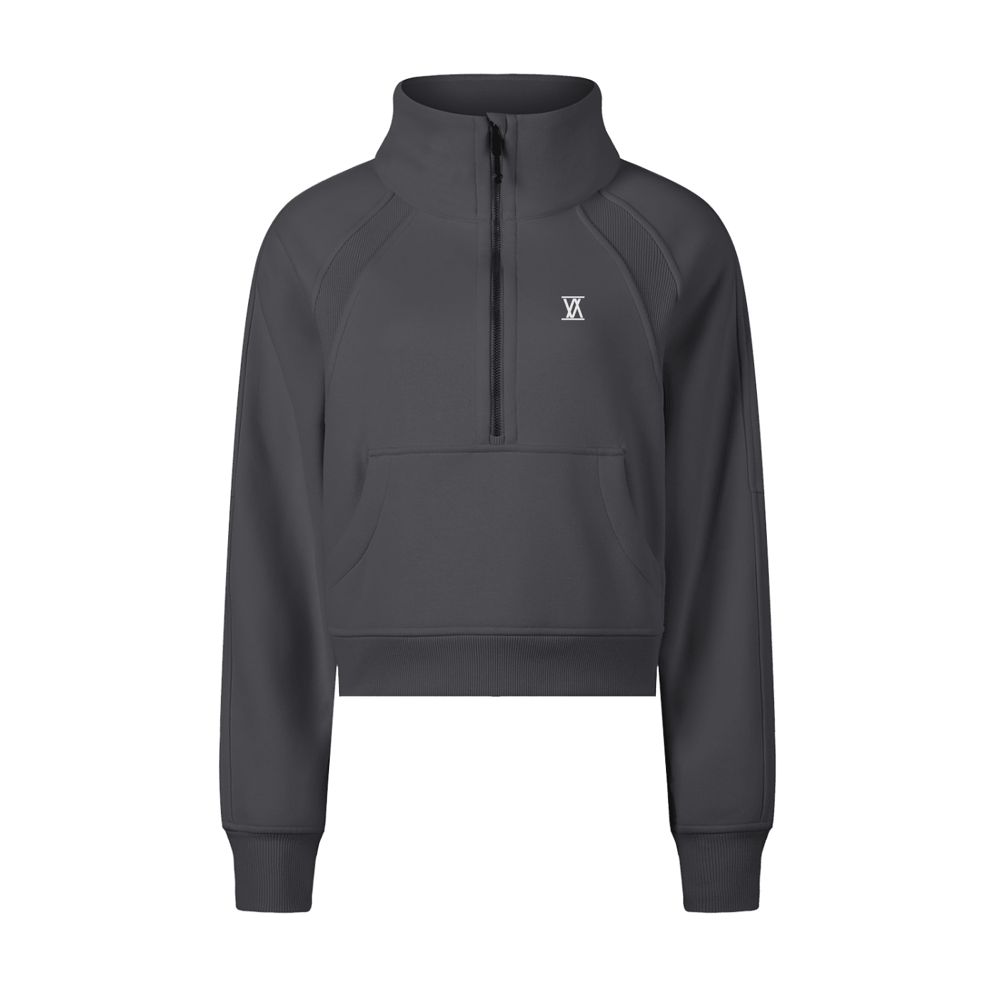 Vision Amplified - Ladies Cropped Half - Zip Sweatshirt Dark