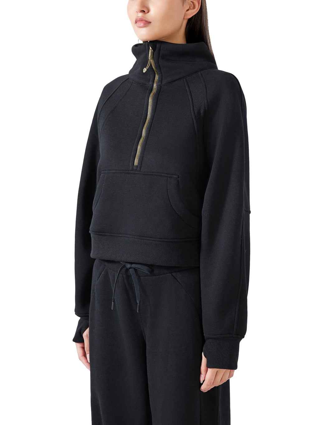 Vision Amplified - Ladies Cropped Half - Zip Sweatshirt Dark