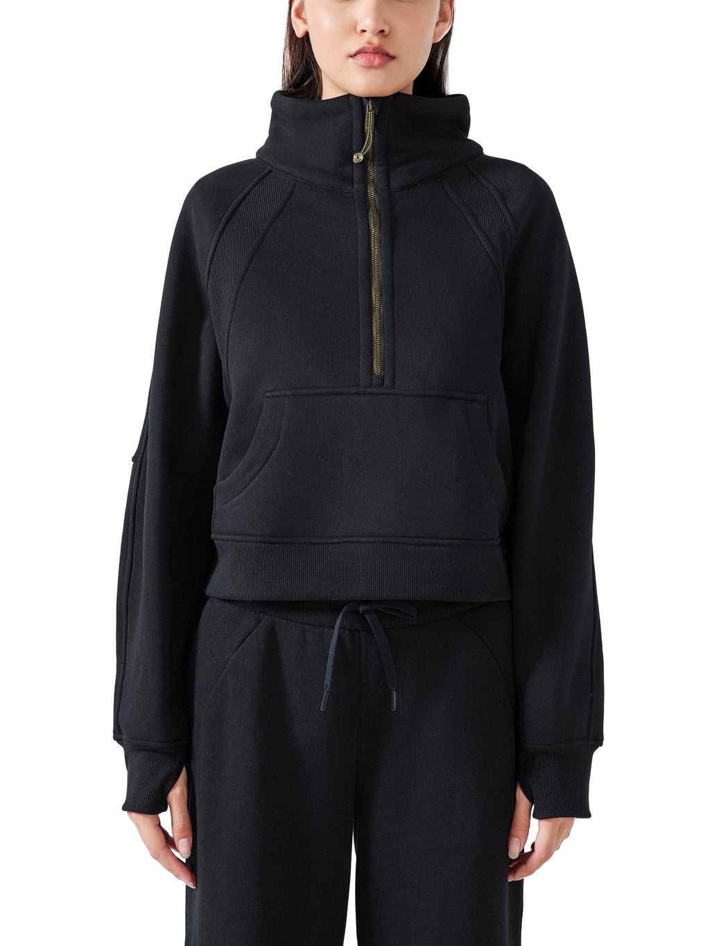 Vision Amplified - Ladies Cropped Half - Zip Sweatshirt Dark