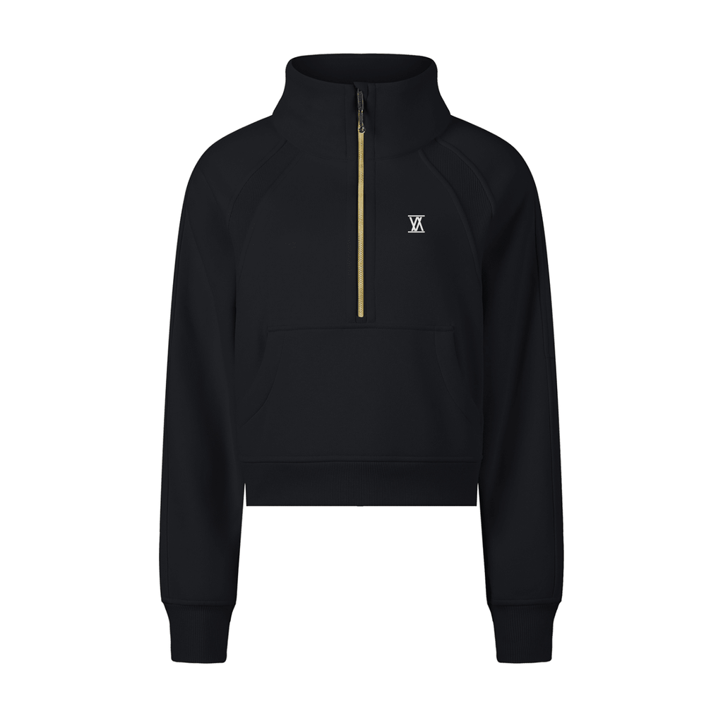 Vision Amplified - Ladies Cropped Half - Zip Sweatshirt Dark
