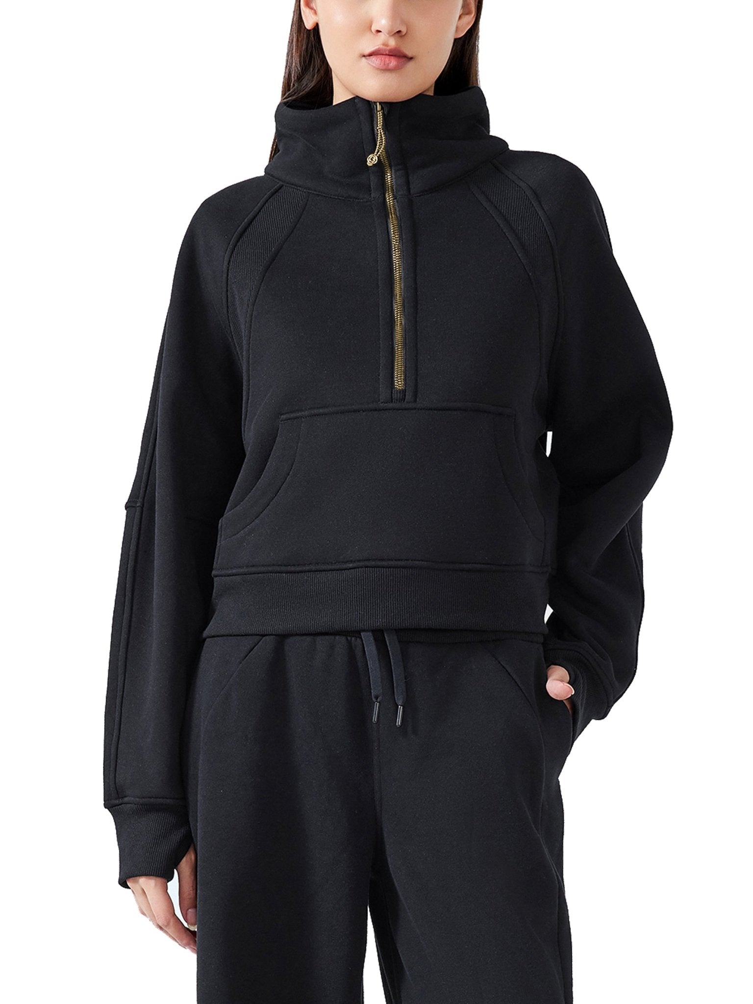 Vision Amplified - Ladies Cropped Half - Zip Sweatshirt Dark